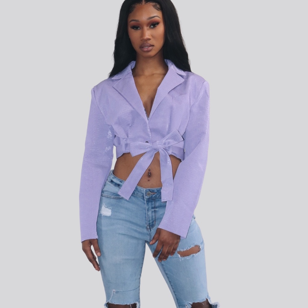 CROPPED CROC BLAZER JACKET